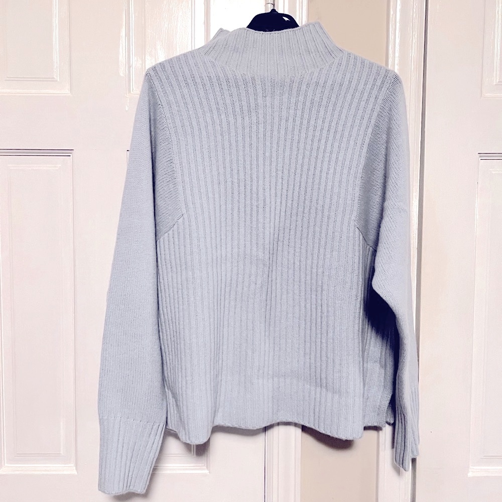 Zara blue cashmere mock neck sweater. Medium - Picture 3 of 3